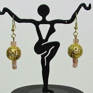 Pink Crystal Cube Earrings